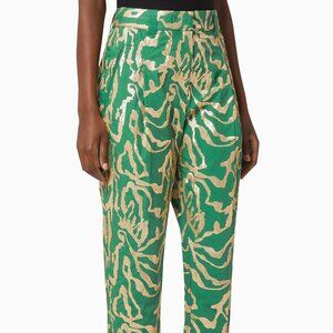 3.1 Phillip Lim Couture Green Gold Sequin Tapered Pant Size 4
